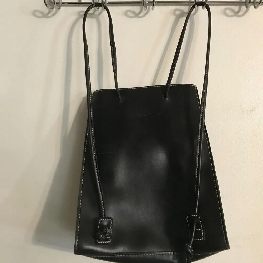 #9394 MONDANI GOTH BIKER LEATHER BACKPACK DARK BROWN PURSE 9 X 11 tablet